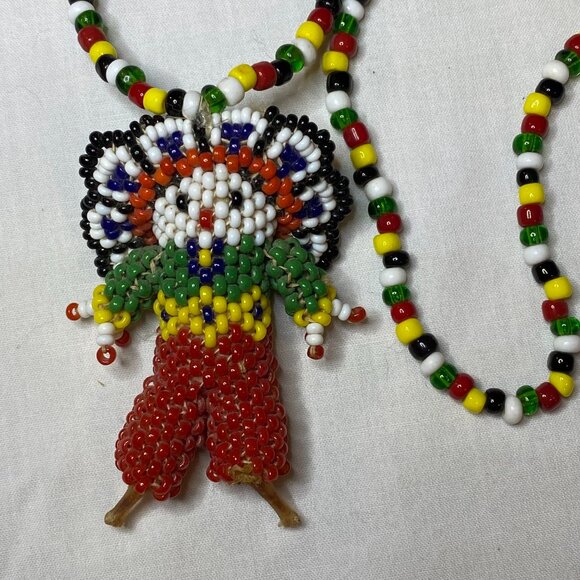 1970s Zuni Beaded Kachina Necklace Southwestern Vintage Art - Picture 11 of 14